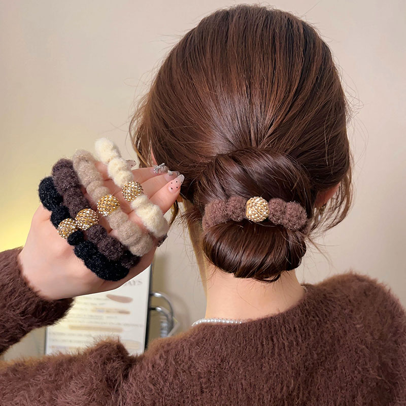 Fall and Winter Maillard High Elastic Hair Bands Women's Hair Rope 2025 Fancy High Ponytail Hair Ring Stuffed Headdress