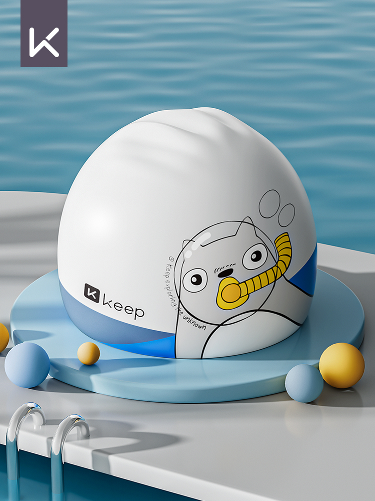 Keep Kids Swimming Cap Boys Girl Not-Too-Tight Professional Waterproof and Sun Protection Cartoon Baby Ear Protection Silicone Swimming Cap