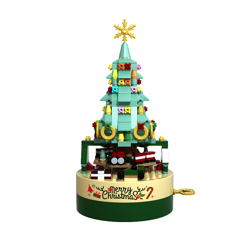 Christmas Tree Building Blocks Music Box Music Box Rotate Assemble Boys and Girls Decoration Birthday Gift Children Christmas Gift