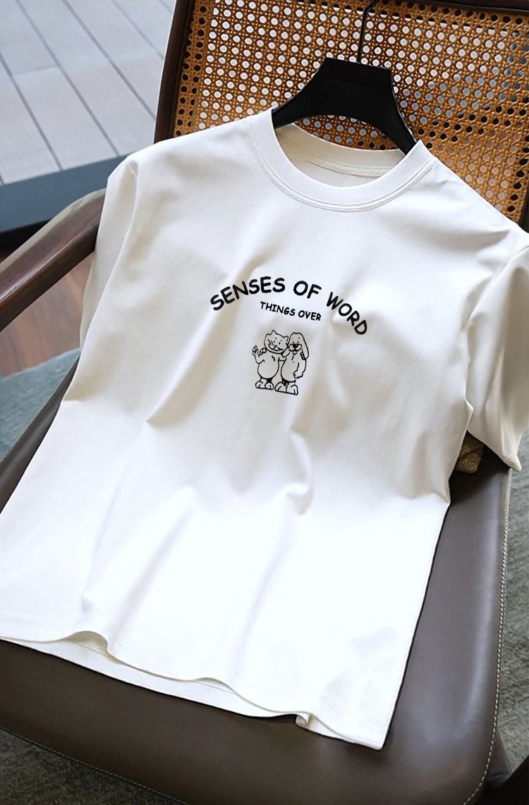 Women's 13 Lines Short Sleeve Women's Summer 2025 New Arrival Pure Cotton Shoulder T-Shirt Loose Easiest for Match Half Sleeve Anti-Aging Top