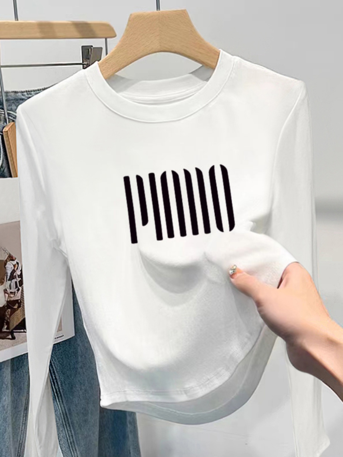 Women's Clothing in 13 Lines 2025 Long Sleeves T-Shirt Women's Shoulder Silm Asymmetrical Short Inner Slim Looking Tops Bottoming Shirt