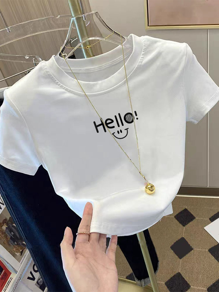 Women's Shoulder Short Sleeve T-Shirt Women's Summer 2025 New Design Sense Silm Small Short Tops
