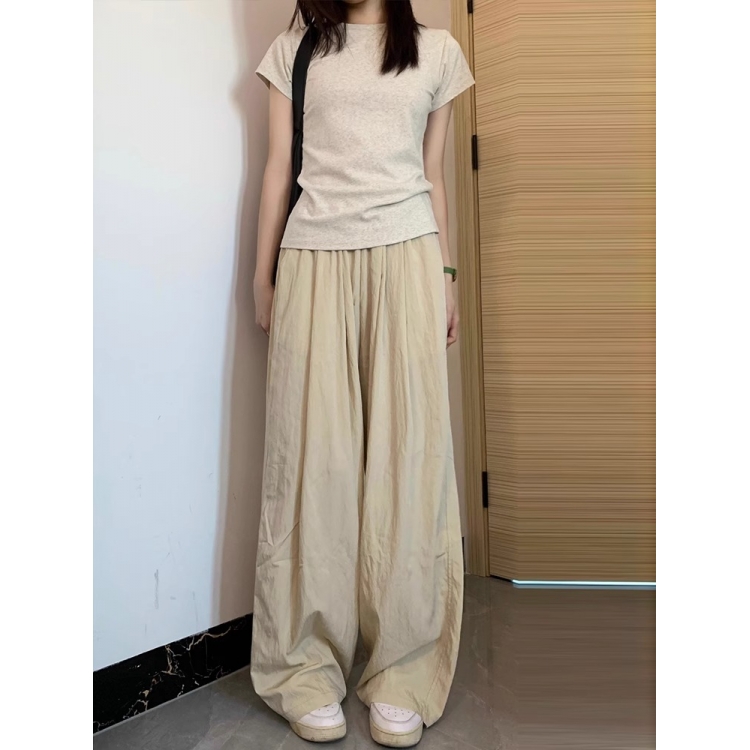 Small Shoulder Short Sleeve T-Shirt Women's Summer Pure Cotton 2025 New Arrival Silm Solid Color Half Sleeve Western Style Chic Tops