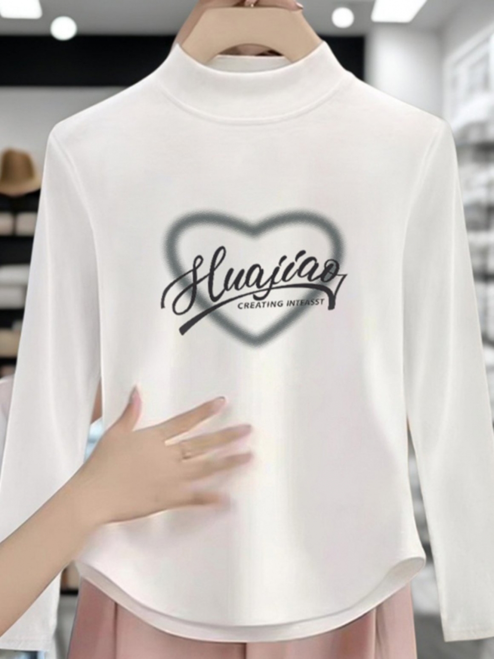 Half-high Collar Warm Dralon Bottoming Shirt Women Autumn and Winter New round Arc Short Thickened Inner wear Top T-shirt Women Fashion