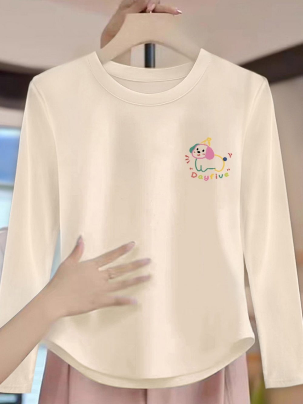 Dralon Shoulder Long Sleeves T-shirt Female Autumn and Winter Silm Slim Looking Versatile Basic Younger Underwear Blouse Inner Wear Blouse