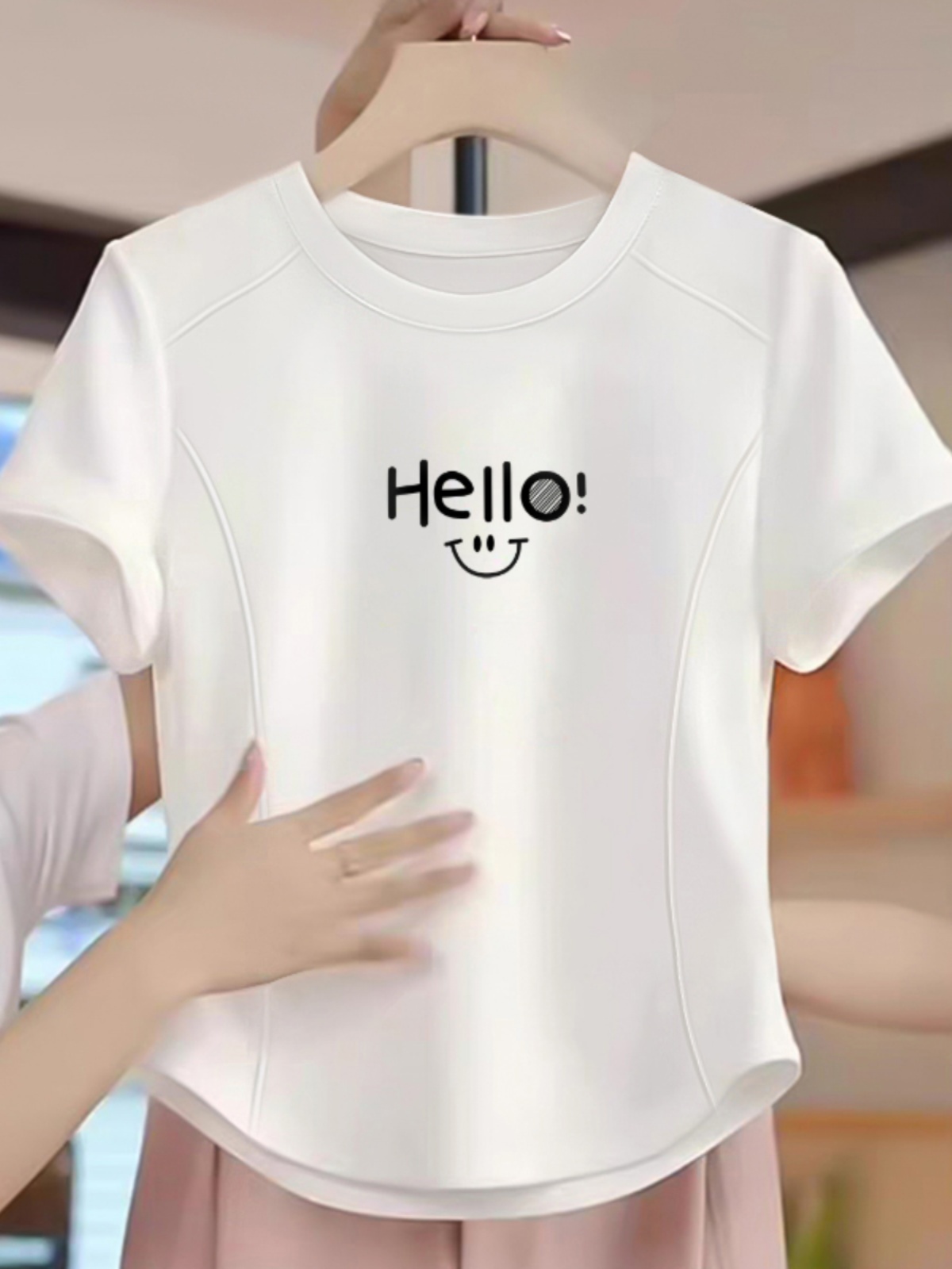 13 Lines Women clothes Shoulder Short sleeve T-shirt Women's Summer New Thin Pure Cotton Small Fishbone Short Top Age-Reducing Fashion