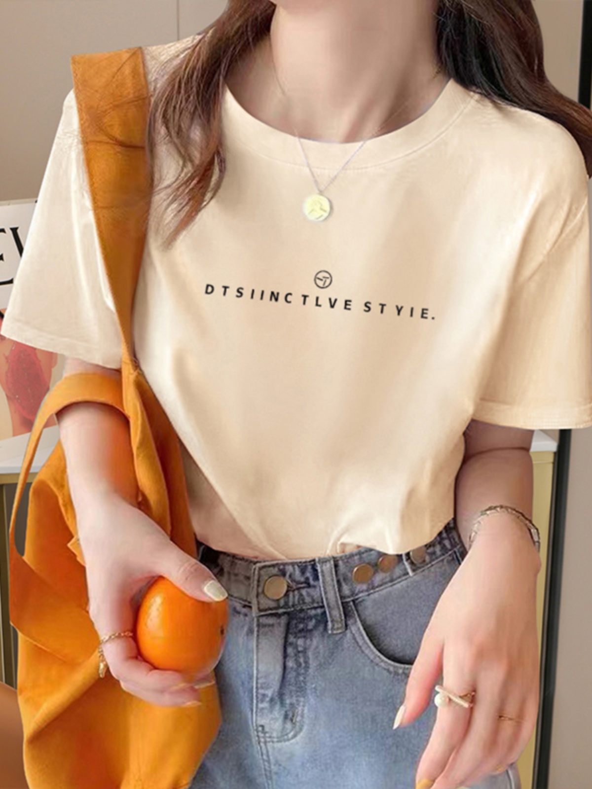 Thirteen Rows Women's Cotton Short-Sleeved T-shirts Women 2025 New Arrival Thin Summer Clothing Loose Easiest for Match Slim-Looking Half-Sleeved Top