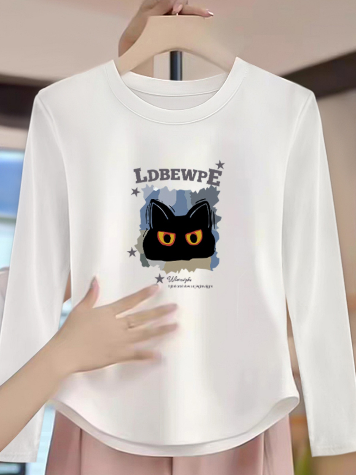 Women's Clothing Long Sleeves Shoulder T-Shirt Women's Asymmetrical Autumn Undershirt Sexy Slim Looking Slim-Fit Crop-Top