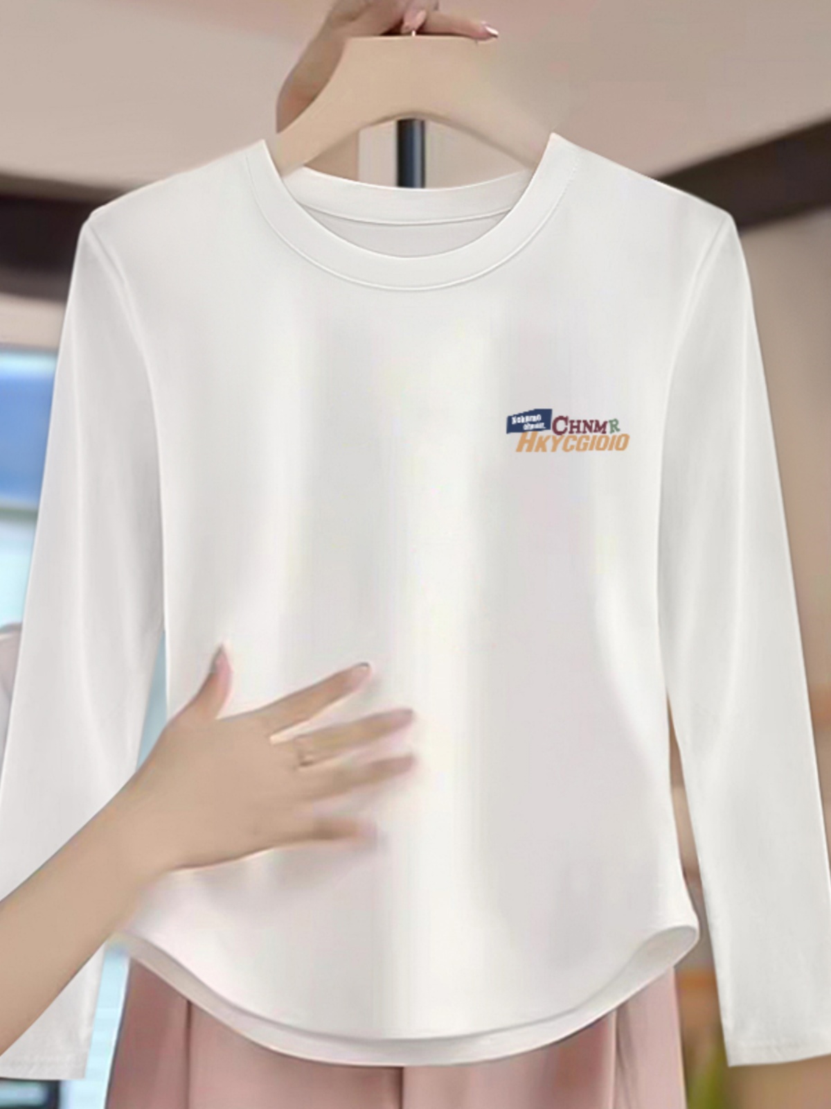 Women's Clothing Fall and Winter New Arrival Bottoming Shirt Inner Wear Asymmetrical Niche Style Short Tops Pure Cotton Long Sleeves T-Shirt Women