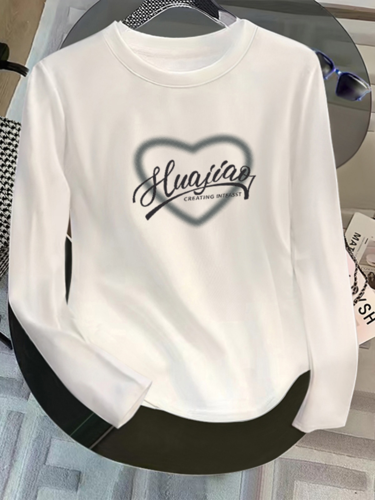 Women's Clothing Early Autumn Long Sleeves T-Shirt Women's Asymmetrical Inner Bottoming Shirt Sexy Slim Looking Slim-Fit Crop-Top