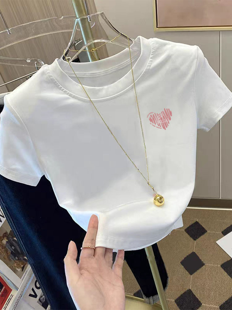Thirteen Rows Women's round Neck Short-Sleeved T-shirt Women's Summer 2025 New Design Sense Niche Style Slimming Short Top