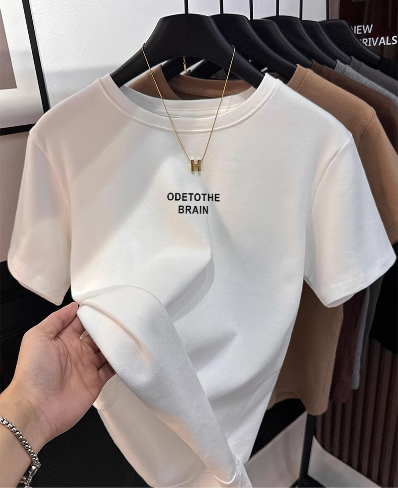 Thirteen Rows Women's Cotton Short-Sleeved T-shirts Women's Summer 2025 New round Neck Silm Slim Looking Sexy Short Tops