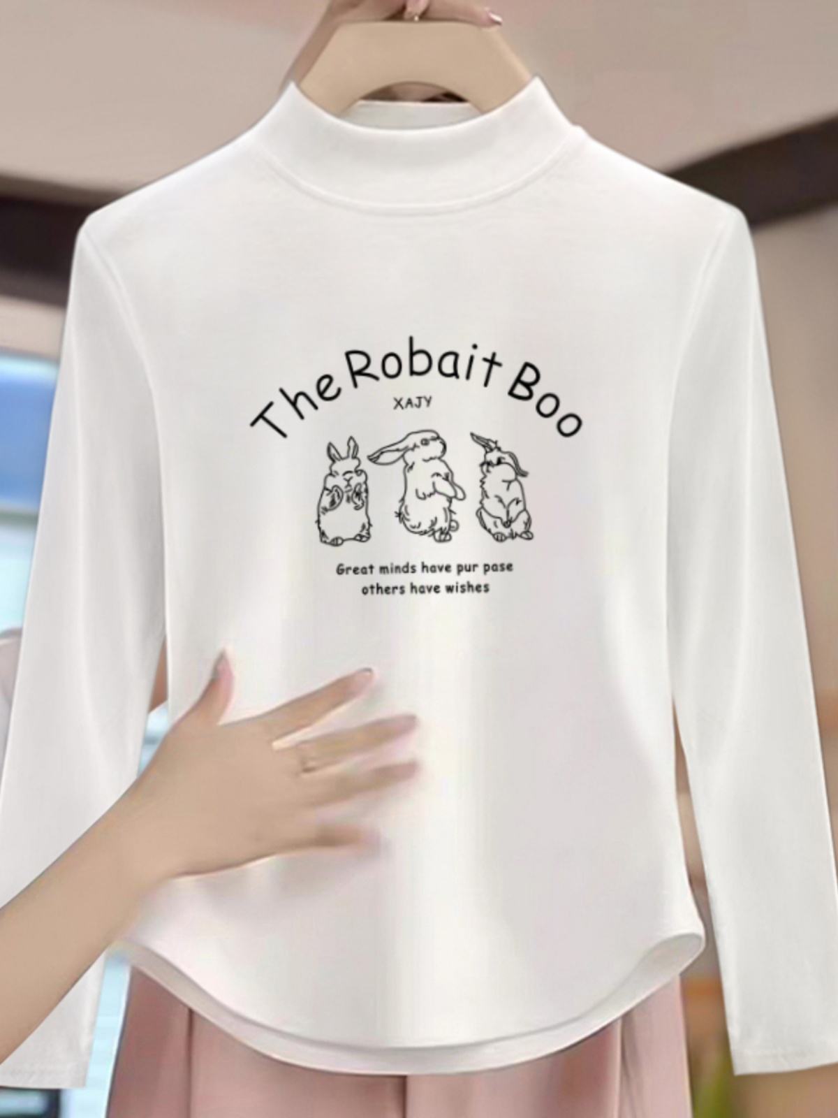 Niche Design Long Sleeves Dralon Half Turtleneck T-Shirt Bottoming Shirt Female Fall and Winter New Warm Irregular Top