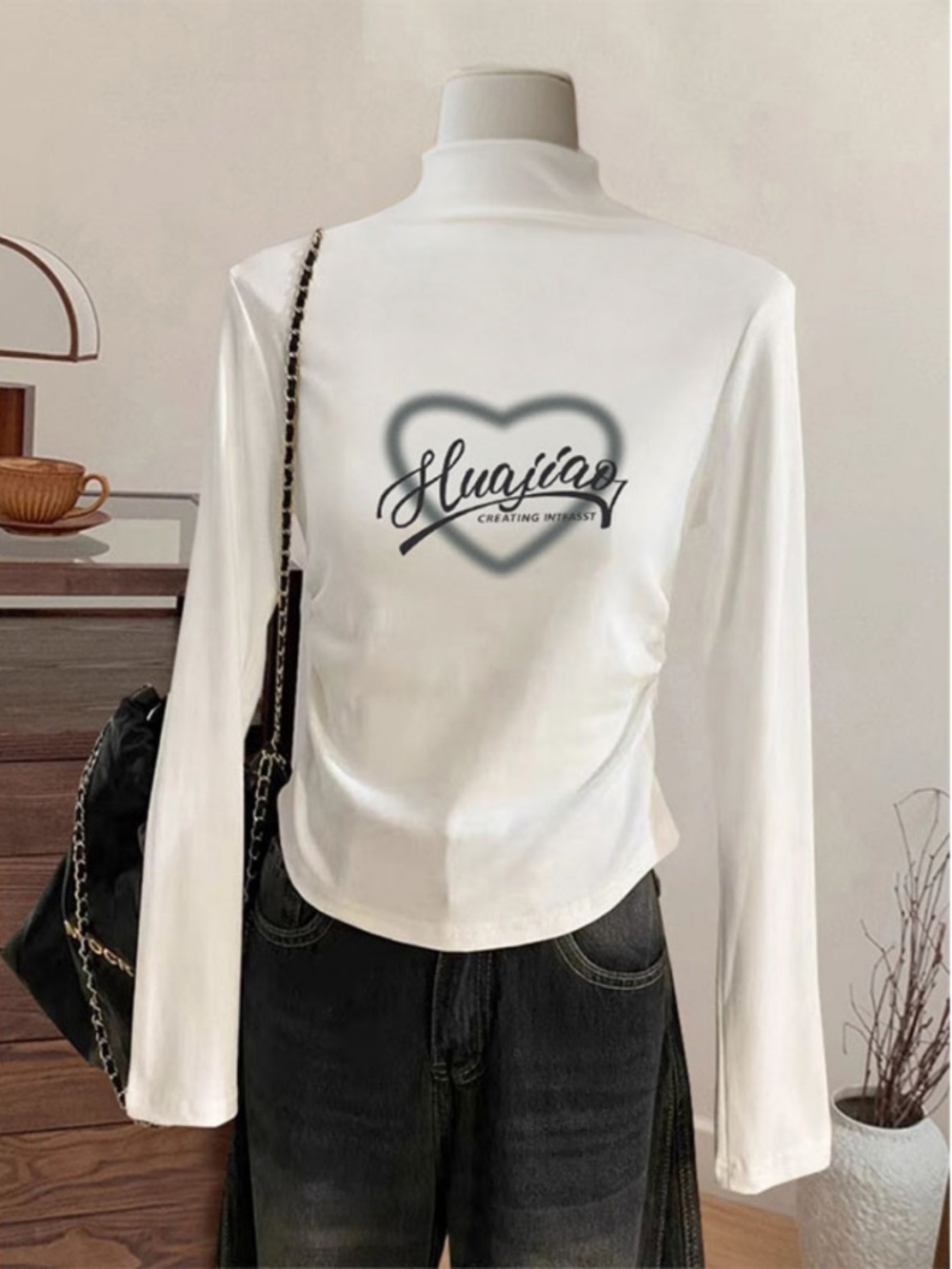 Fall and Winter New Arrival Double-Sided Dralon Half-High Collar Long Sleeves T-Shirt Women's Inner Match Slimming Heattech Circular Arc Bottoming Shirt Tops