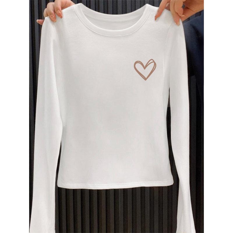 2025 Spring and Autumn Pure Cotton Silm T-Shirt Women's Long Sleeve Shoulder T-shirt Undershirt Short High Waist Slim Looking Small Shirt Top
