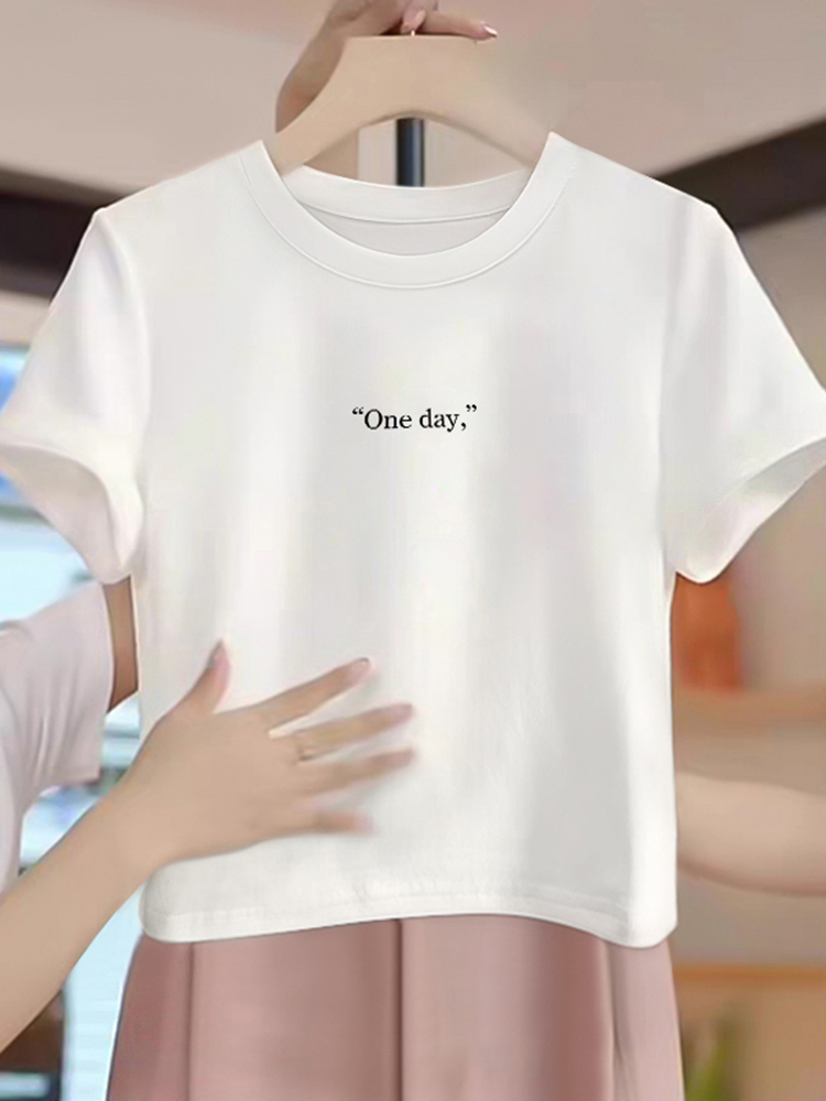 Women's Clothing in 13 Lines Pure Cotton Easiest for Match Short Sleeve T-Shirt Women's Bottoming Shirt Slim Fit Inner Wear Short Slimming 2025 Summer