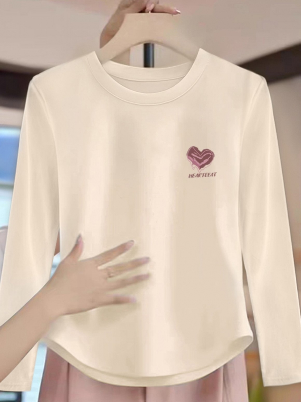 Long sleeve Crop T-shirt Women clothes New Autumn and Winter Design Hem Circular Arc Double-sided Dralon Thickened Bottoming Shirt