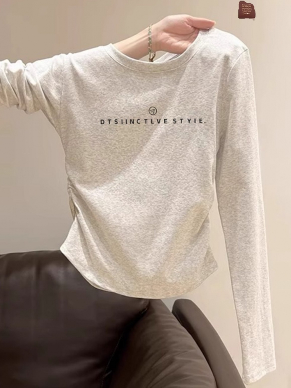 Spring & Fall Shoulder Long Sleeves T-Shirt Women's 2025 New Arrival Bottoming Shirt Inner Match Thin Pure Cotton Niche Style Youthful-Looking Loose Tops