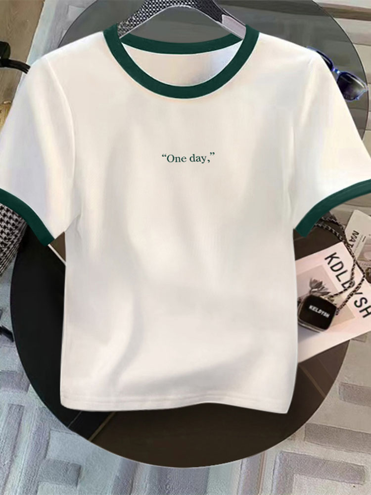 Cotton White Short Sleeve T-Shirt Female 2025 Summer New Fashion Casual All-Matching Western Style Half Sleeve T-shirt Ins Tops