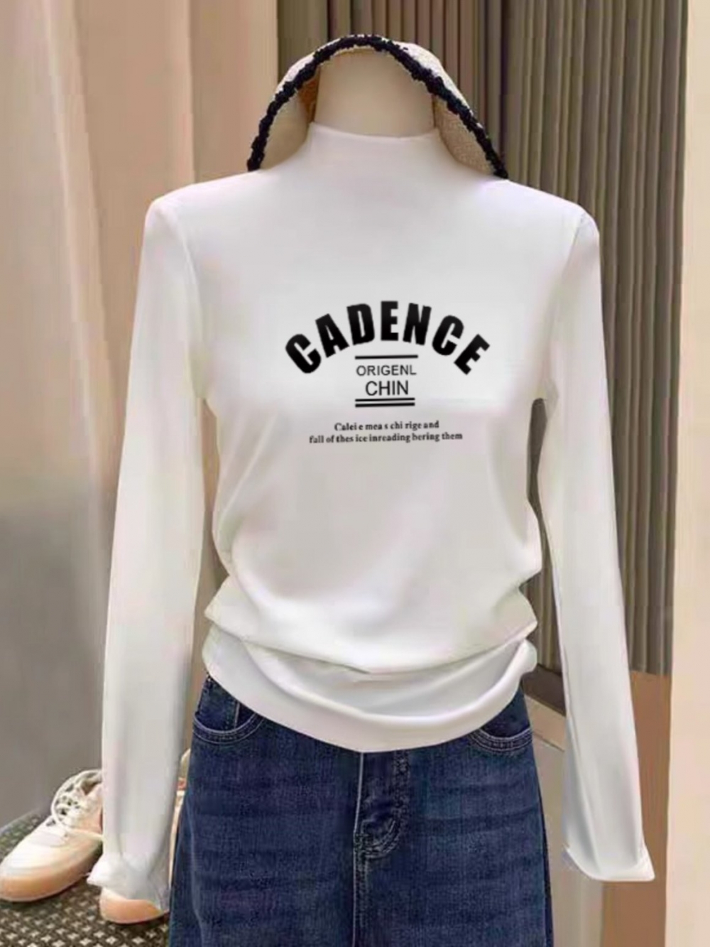 Long Sleeves T-Shirt Dralon Half Turtleneck Bottoming Shirt Female Suit Inner Wear Heattech Autumn and Winter Silm Shoulder Easiest for Match Tops