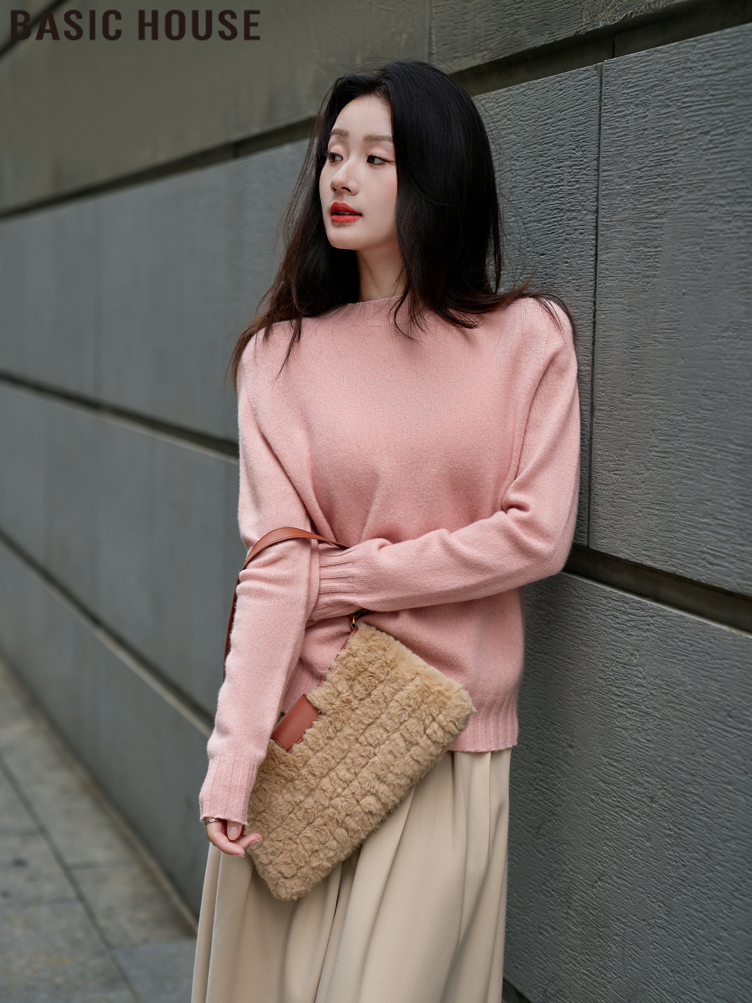 Basic House/Baijiahao round Neck Wool Pullover Bottoming Sweater Knitwear Female 2025 Spring New Arrival