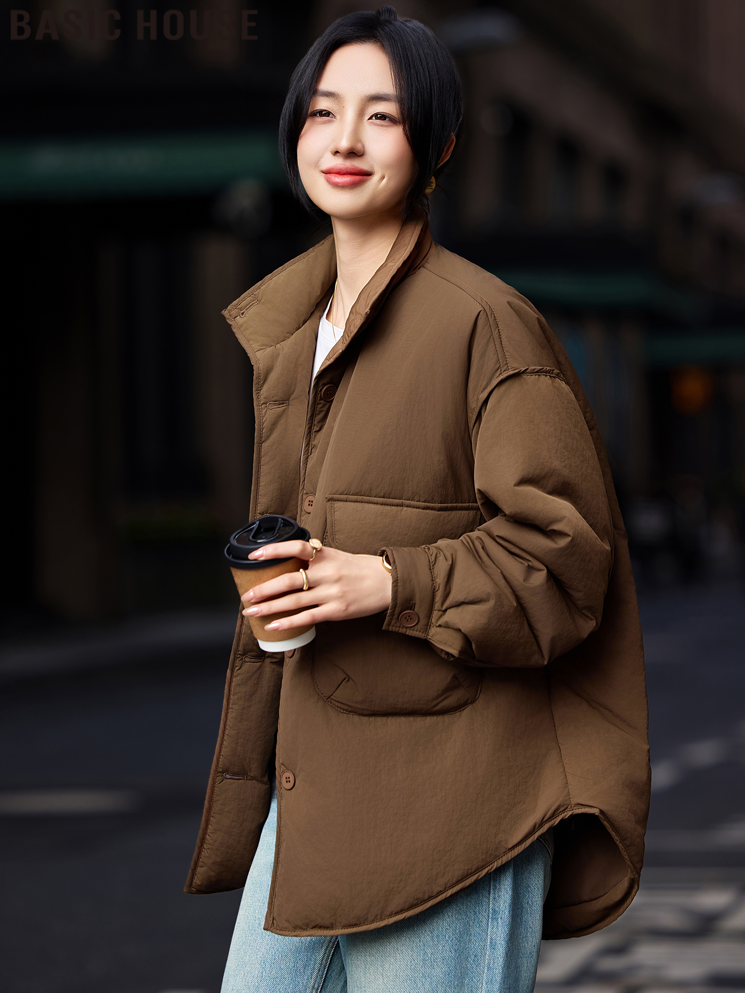 Basic House/Baijiahao Maillard Retro Thickened Thermal Cotton-Padded Coat Women's 2024 Winter New Arrival