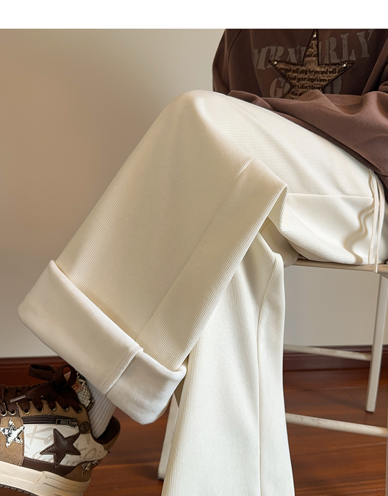 Cozy Fleece-Lined Wide Leg Corduroy Pants