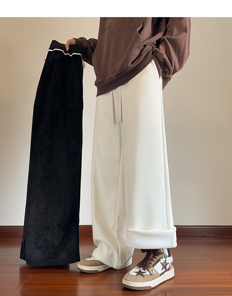 Cozy Fleece-Lined Wide Leg Corduroy Pants