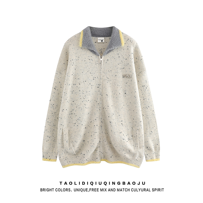Color Polka Dot Zipper Knitwear Cardigan Female 2025 New Arrival Lazy and Loose Lovers Wild Soft Glutinous Sweater Outwear