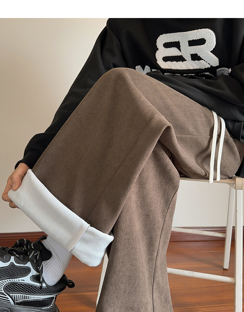 Cozy Fleece-Lined Wide Leg Corduroy Pants