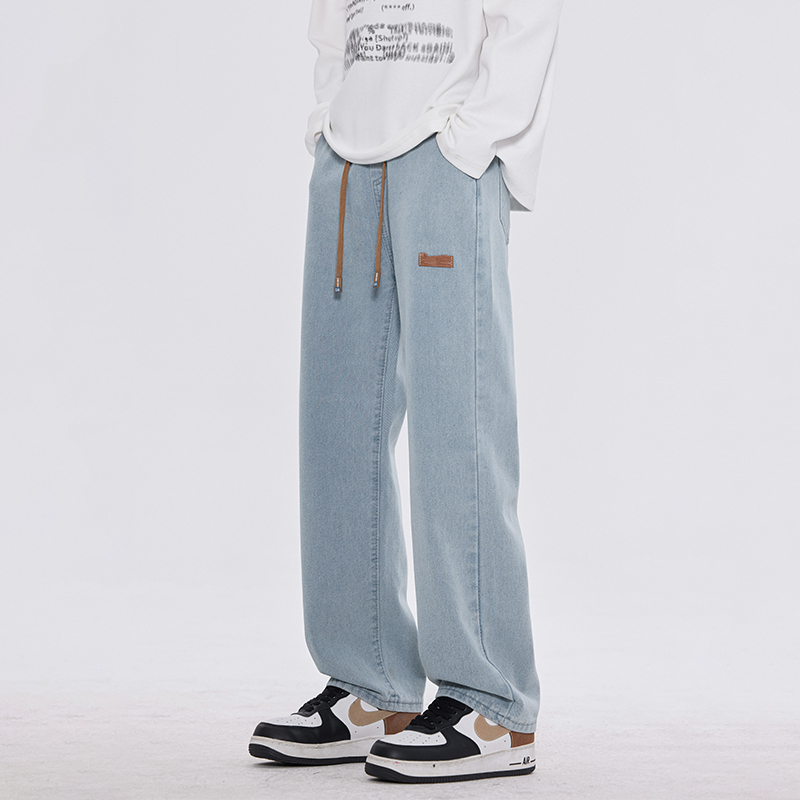 Minimalist Labeling Straight-leg American Street Couple Denim