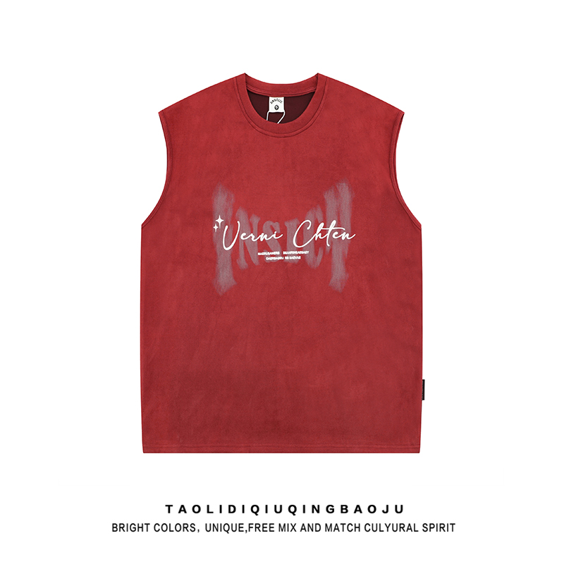 Country Trendy Loose Vest T-shirt Couple Suede