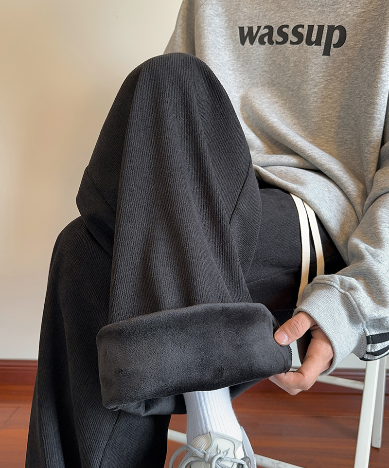 Cozy Fleece-Lined Wide Leg Corduroy Pants