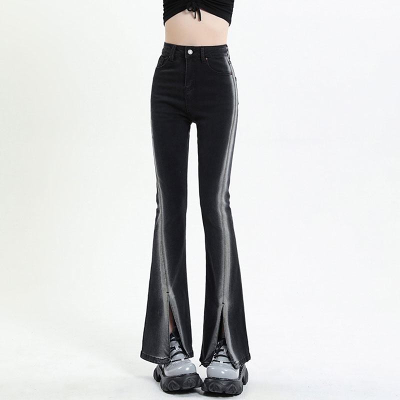 Escape from Earth High Waist Slit Hip Hop Bootleg Pants