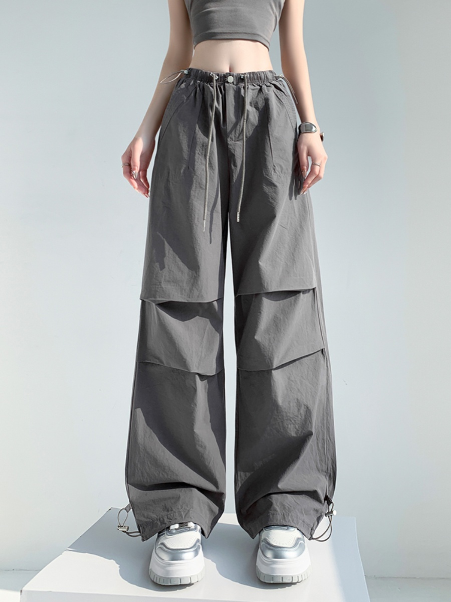 Gray Thin Loose Tappered Quick-Drying Sports Overalls