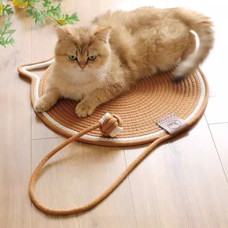 Cotton String Cat Scratching Pad Scratch-Resistant Wear-Resistant Weaving Pet Cat Sleep Cotton Cushion Cat Lying Mat Non-Stick Wool Grinding Claw Mat