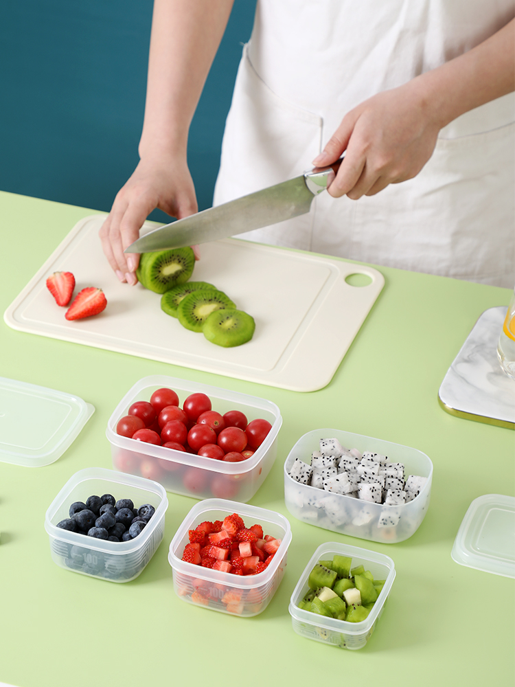 Children's Fruit Box Rectangular Portable Takeaway Fresh-Keeping Lunch Box Food Grade Go out Storage Box for Refrigerator