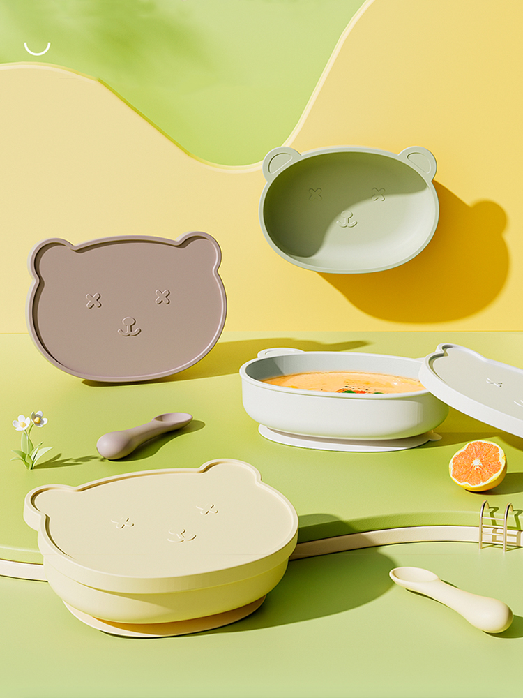 Baby Eat Learning Training Solid Food Bowl Silicone Kids Tableware Integrated Baby Special Snack Catcher Drop-Proof and Hot-Proof