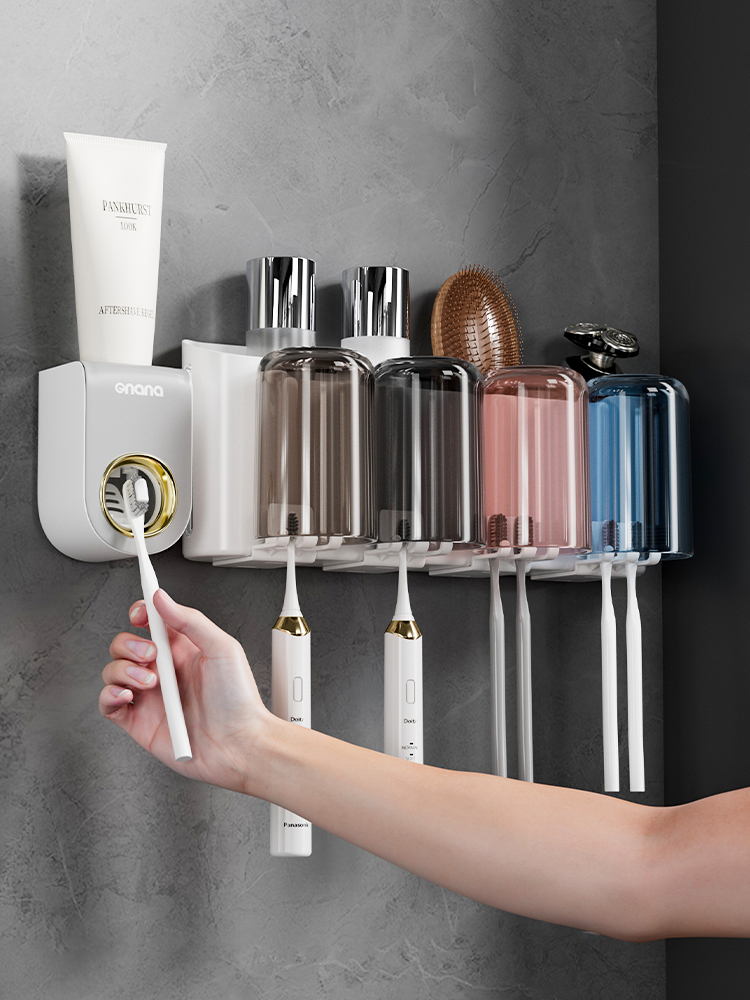 Bathroom Toothbrush Rack Punch-Free Washstand Toilet Wall-Mounted Storage Rack Fantastic Product