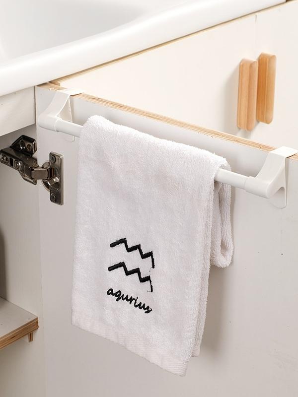 Hanging Towel Rack Cabinet Door Single-Rod Towel Rack Kitchen Plastic Rag Rack Bathroom Non-Perforated Towel Storage Rack
