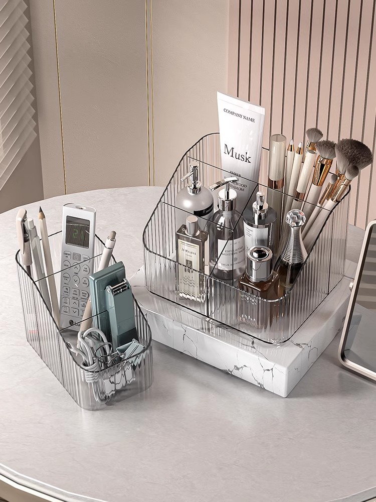 Accessible Luxury Cosmetics Storage Box Desktop Lipstick Skin Care Products Partitioned Organizing Box Bathroom Washing Table Storage Basket