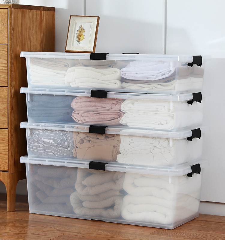 Thickened Bed Bottom Box with Wheels Plastic Storage Box Clothes Quilt Storage Box Storage Box Flat Bed Bottom Storage Box