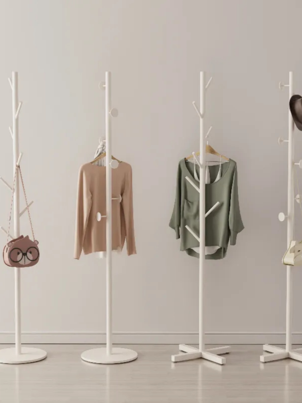 Cream Style Stone Plate Coat Rack Bedroom Indoor Floor Clothes Drying Rack For Home Ins Style Hallway Metal Hanger