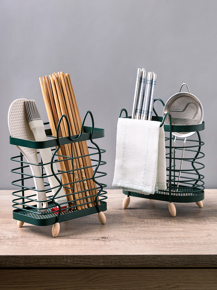 Stainless Steel Iron Chopsticks Holder For Home Kitchen Wall-Mounted Chopsticks Basket Cut Out Draining Rack Non Slip Table Chopsticks Cage