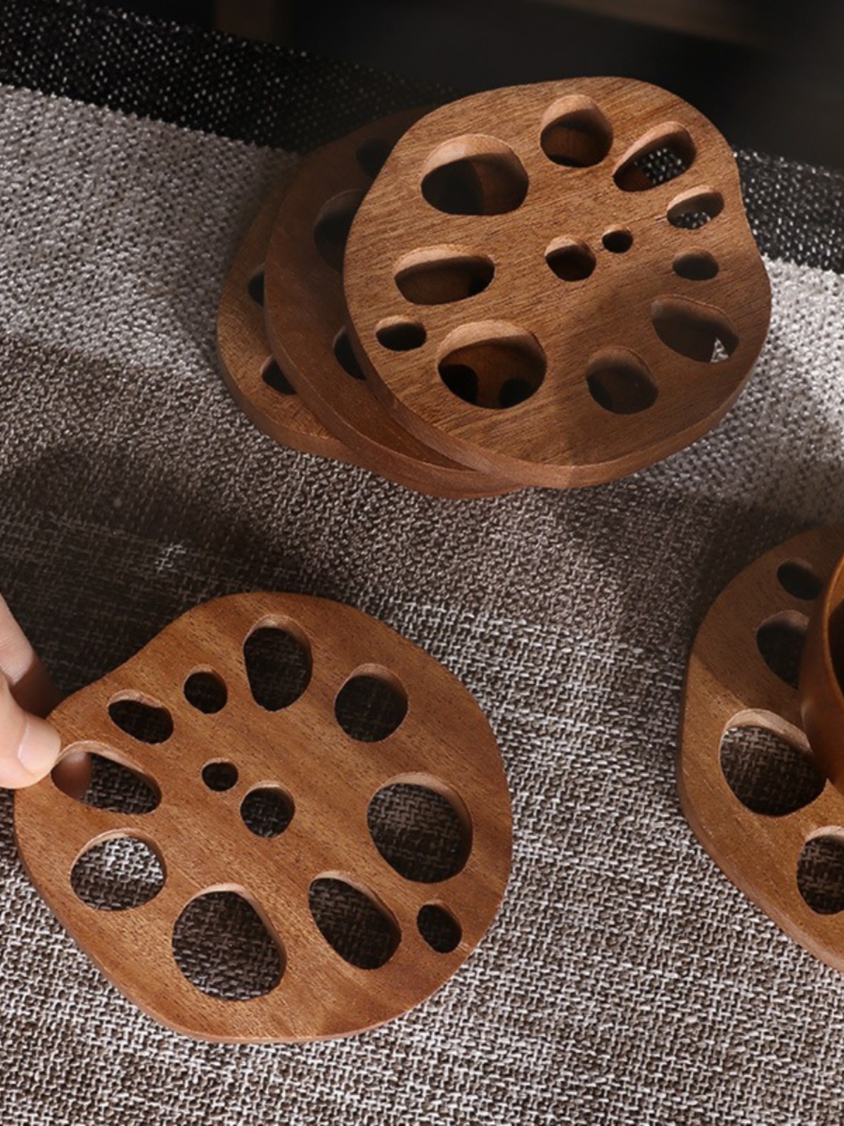 Ebony Quality Heat Proof Mat Kitchen Cartoon Placemat Creative Lotus Root Slices Coaster Kung Fu Tea Coaster Household Mat