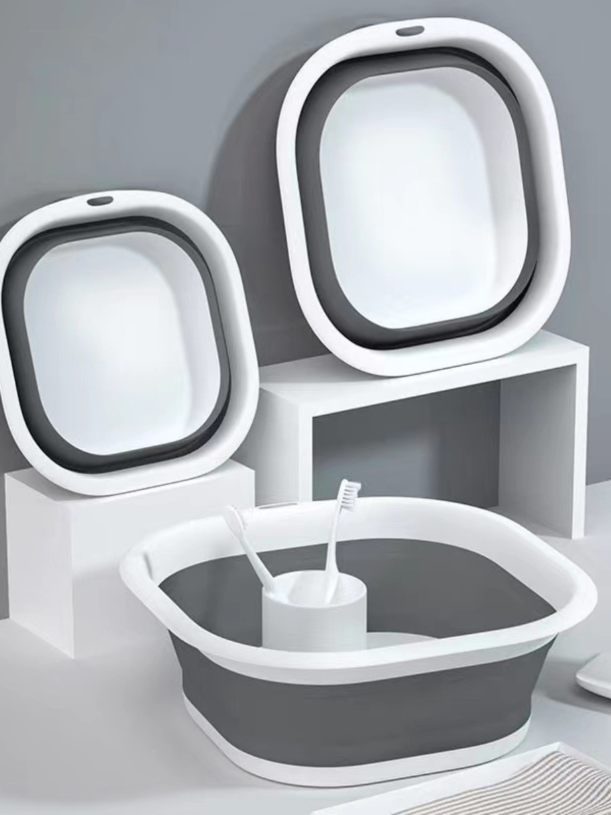 Household Foldable Washbasin Dormitory Laundry Basin Portable Travel Large Small Size Plastic Foot Basin Children