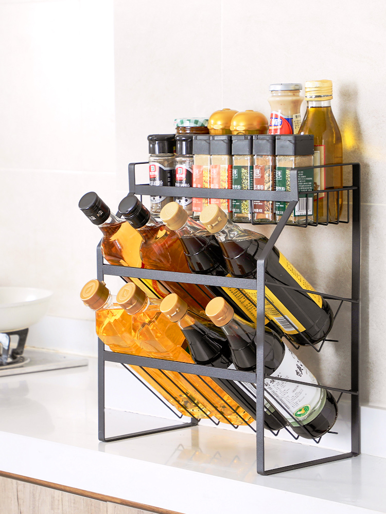 Jujiajia Kitchen Spice Rack Oil Salt Sauce Bottle Seasoning Table Floor Multi-Layer For Home Storage Rack