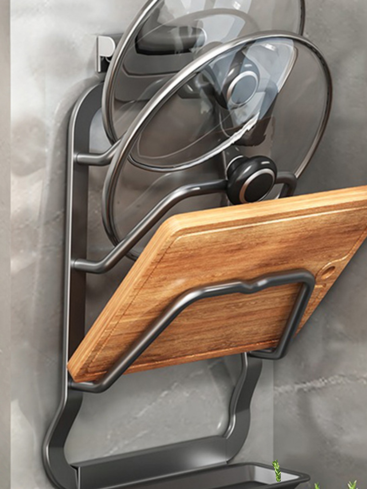 Pot Lid Shelf Punch-Free Wall-Mounted Kitchen Rack Chopping Board Holder Chopping Board Cutting Board Bracket Storage Fantastic