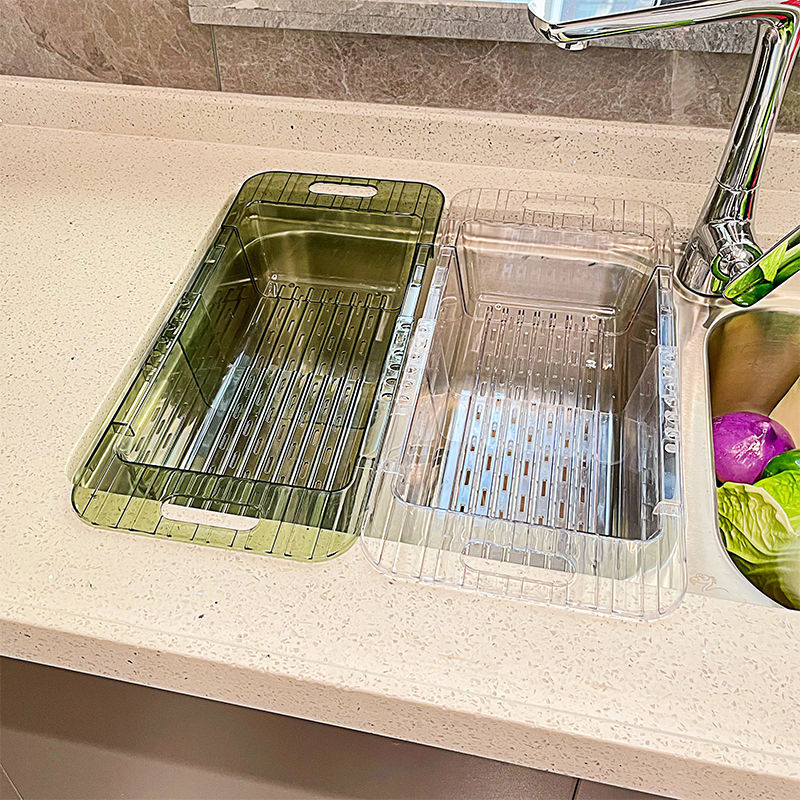 Kitchen Retractable Draining Rack Washing Basin Draining Basket For Home Plastic Vegetable Basket Sink Drain Basket Sink Vegetable Basket