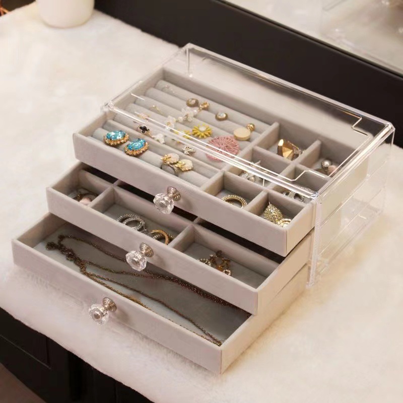 High-End Jewelry Storage Box Necklace Ear Stud Earrings Earrings Classy Exquisite Bracelet Ornament Gold Jewelry 2023 Models